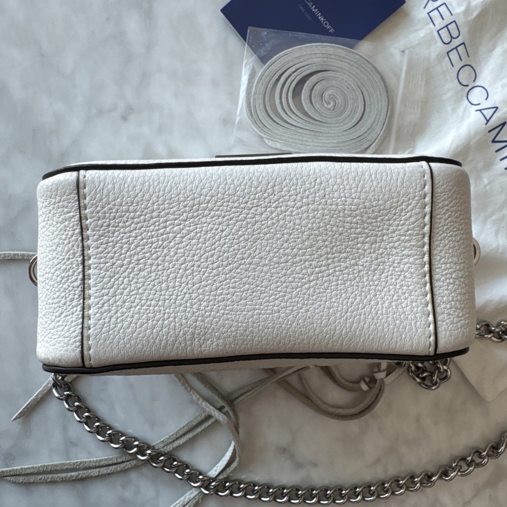 Rebecca Minkoff White Four Zip Fringe Moto Camera Bag EUC - Picture 7 of 9